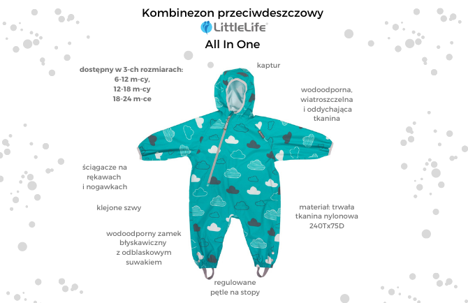 Kombinezon przeciwdeszczowy All In One LittleLife - Clouds 6-12m